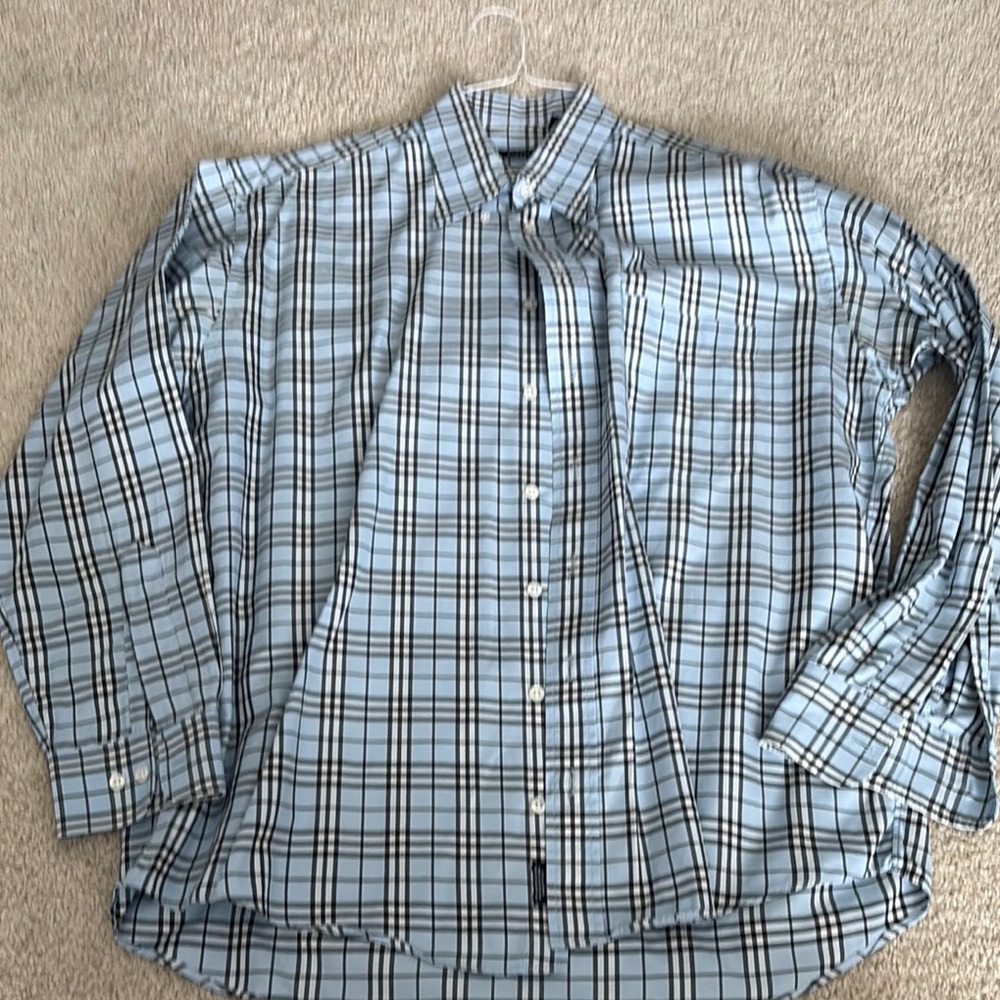 Burberry Men's Blue Plaid Shirt